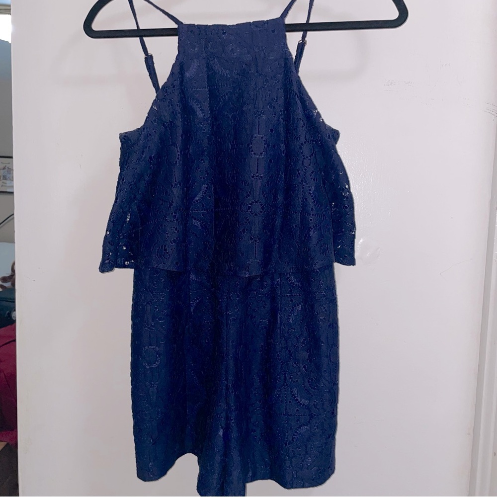 Lilly Pulitzer‎ Navy Blue Celyn Lace Romper Size 00 EUC